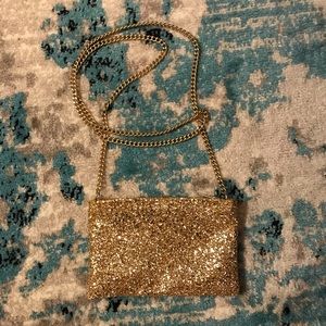 J Crew Gold Glitter Bag